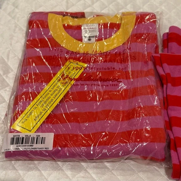 Hanna Andersson Striped Red and Pink Kids Pajamas size 150 - Picture 2 of 3